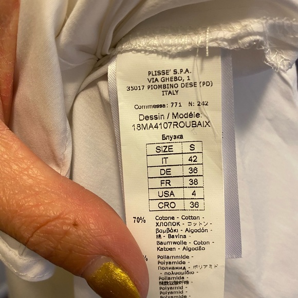 2 FOR $25 Smarteez White Tunic Blouse Cotton Metal Buttons High Low Oversized S - Picture 6 of 7